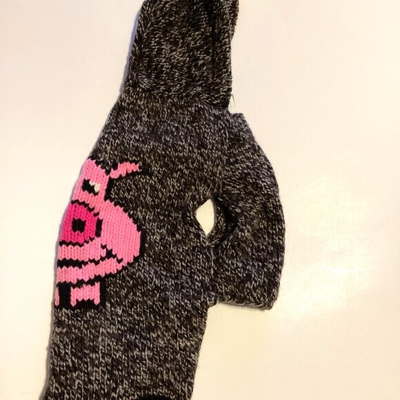 Dog Knitted Coat With Hood Pet Clothing Pig Face Graphic - Picture 5 of 6